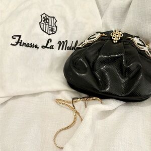Finesse La Model Black Snakeskin Evening Bag